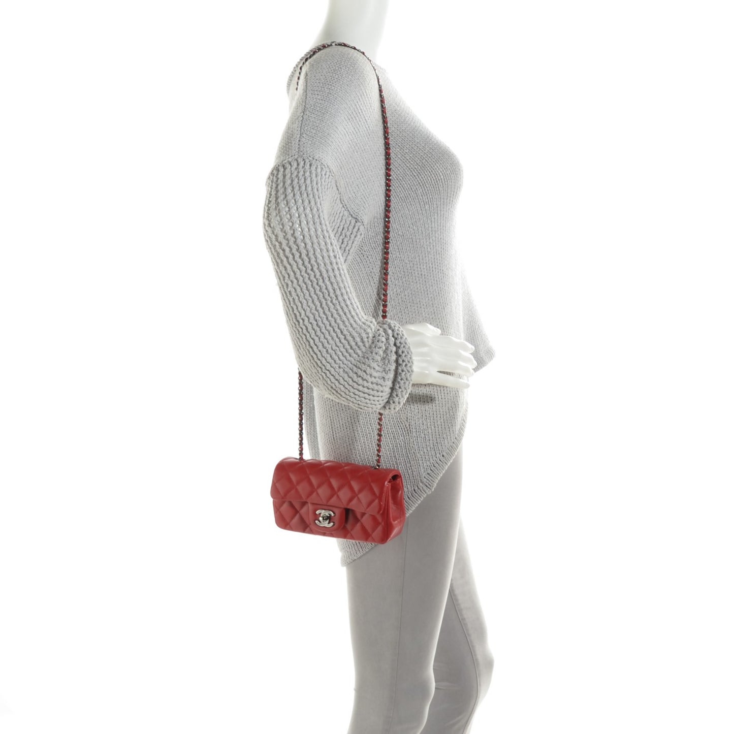 Lambskin Quilted Extra Mini Flap Red