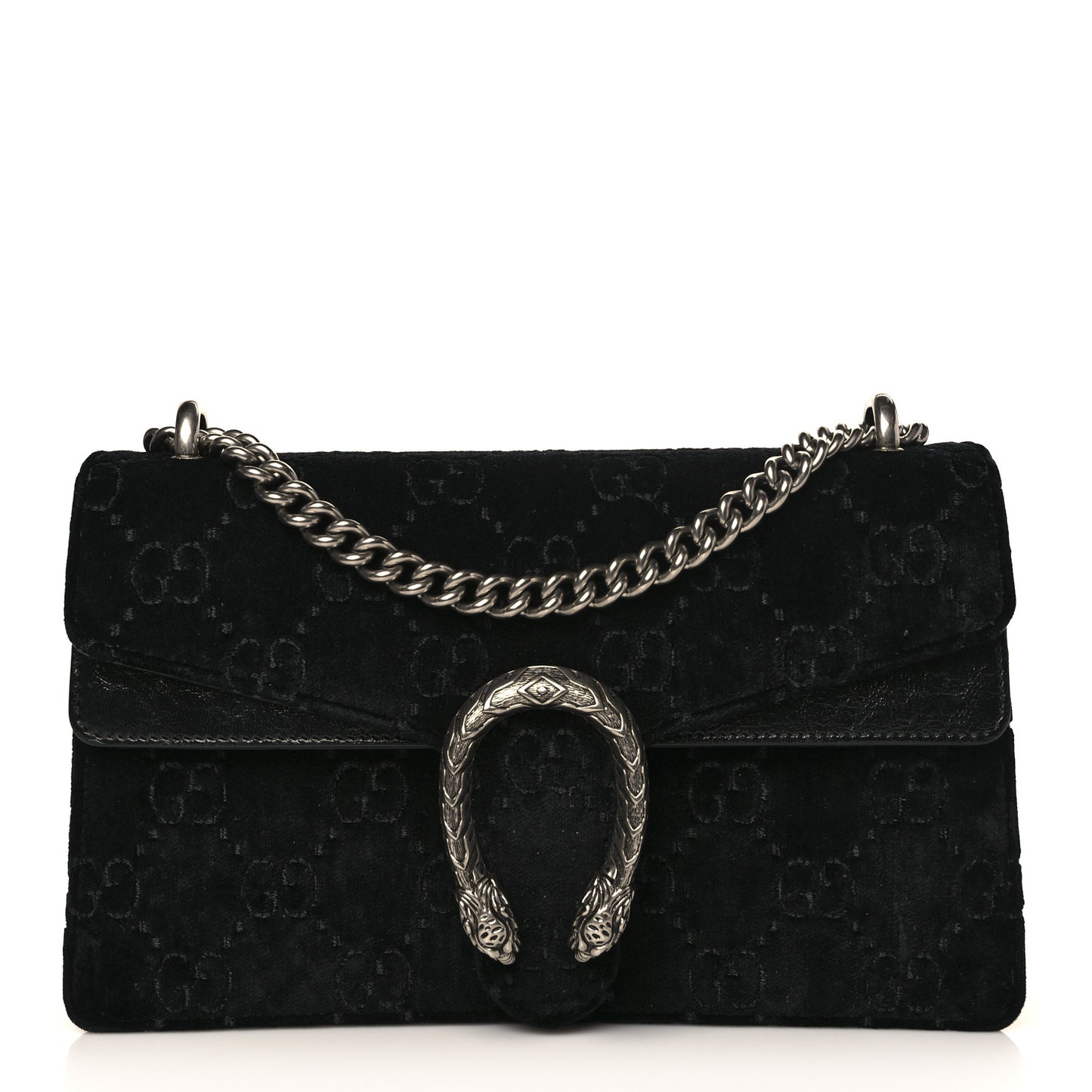 Velvet GG Monogram Small Dionysus Shoulder Bag Black