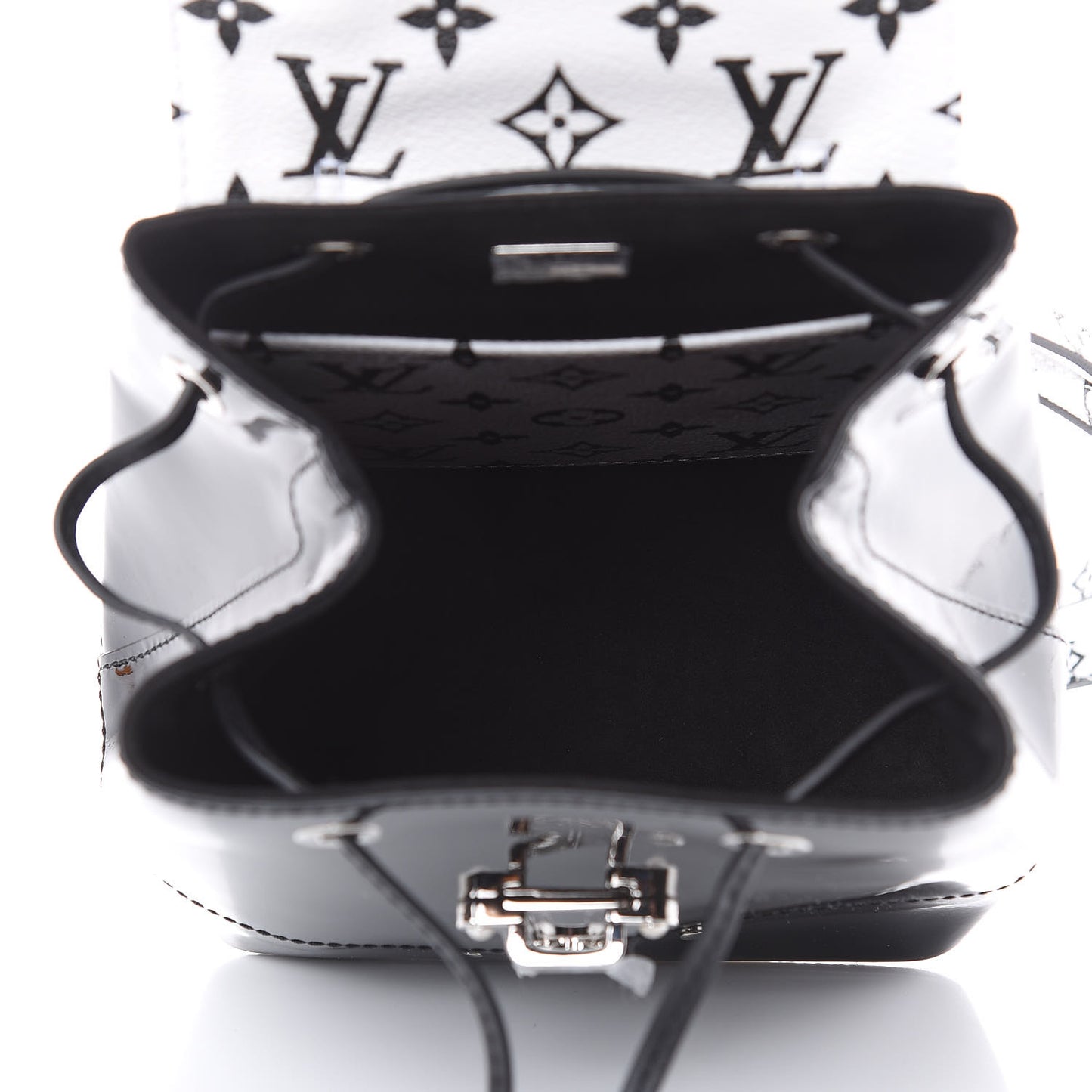 Patent Monogram Hot Springs Backpack Black White