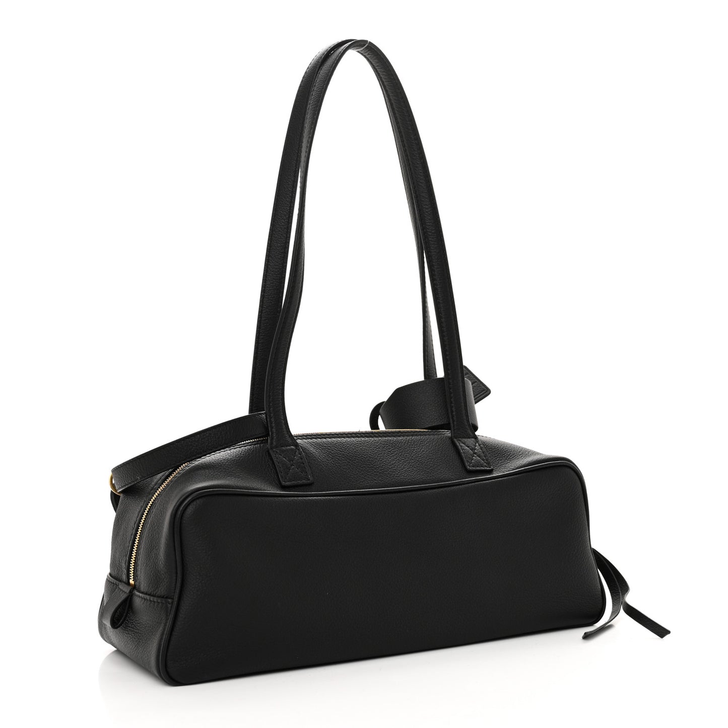 Grained Calfskin Small Carrie Bowling Bag Black