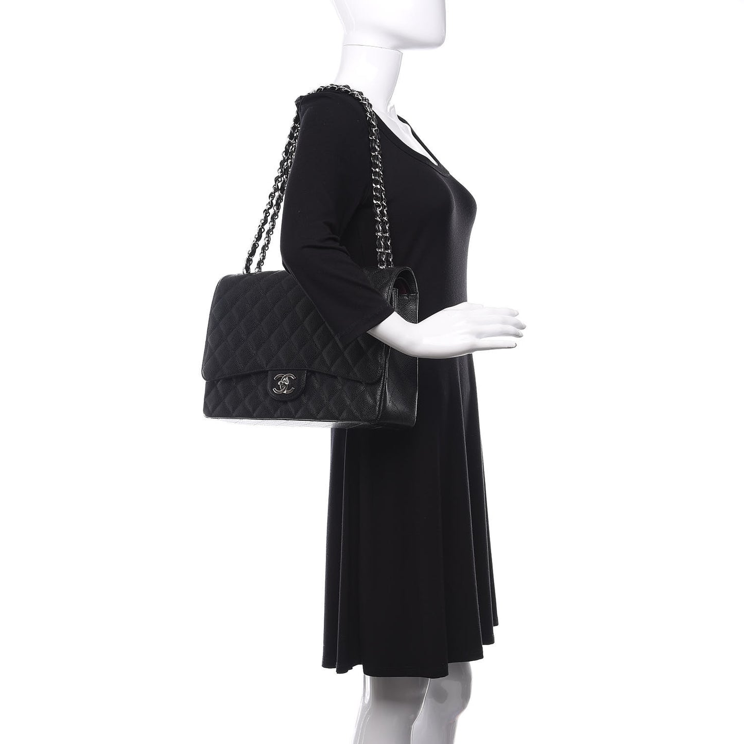 Caviar Quilted Maxi Double Flap Black