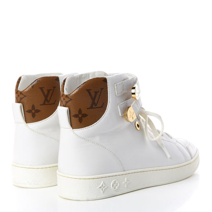 Louis Vuitton Calfskin Reverse Monogram Boombox High Top Sneakers 38 White 4 of 17