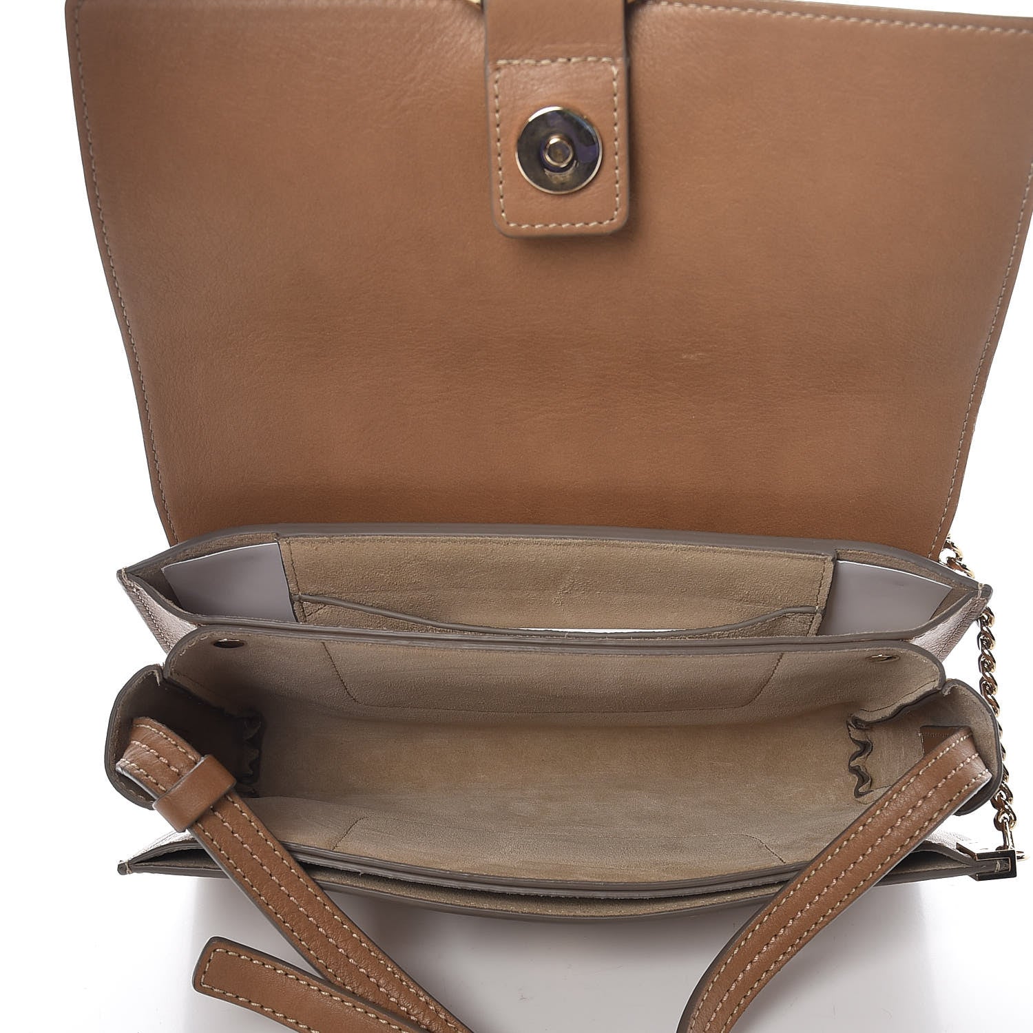 Chloe Ostrich Calfskin Small Faye Shoulder Bag Light Brown 7 of 10