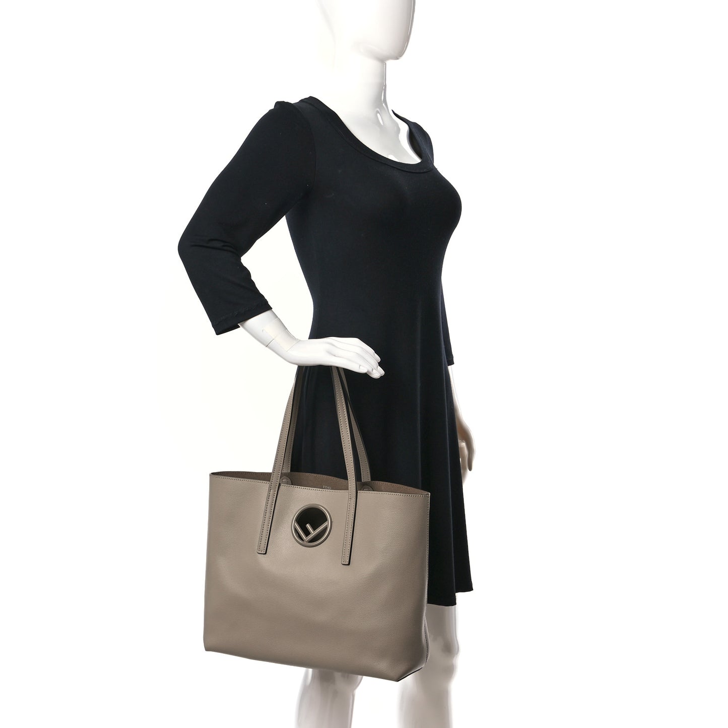 Vitello Vienna Enamel F is Fendi Shopping Tote Tortora Taupe