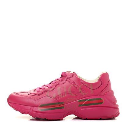 Gucci Calfskin Logo Womens Rhyton Sneakers 37.5 Box Pink 1 of 11