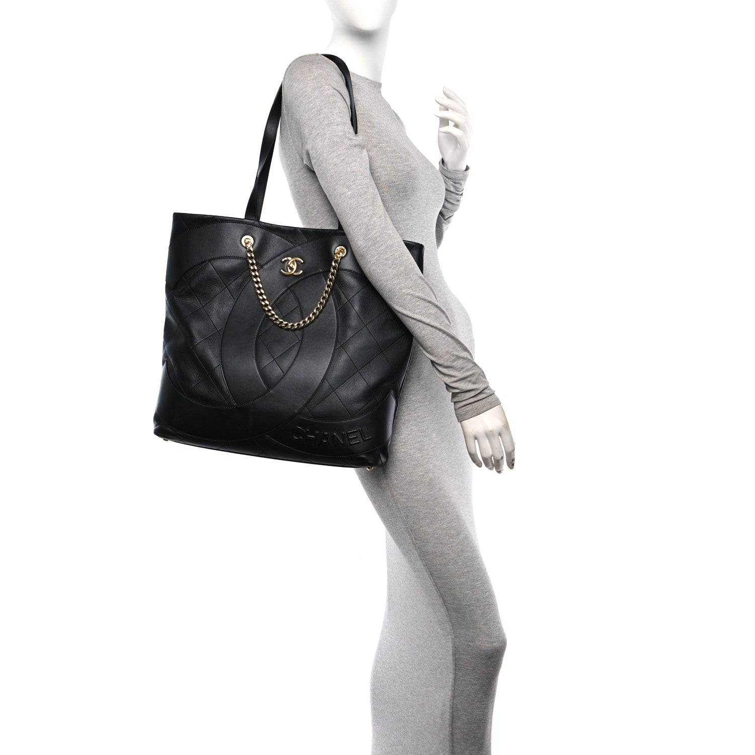 Chanel Calfskin Stitched CC Club Monaco Tote Black 2 of 10