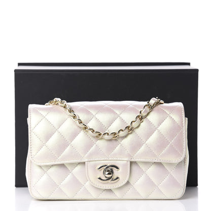 Chanel Iridescent Lambskin Quilted Mini Rectangular Flap Ivory 11 of 11