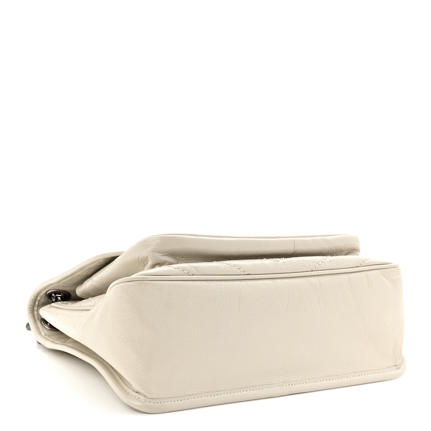 Crinkled Calfskin Matelasse Monogram Medium Niki Chain Satchel Crema Soft