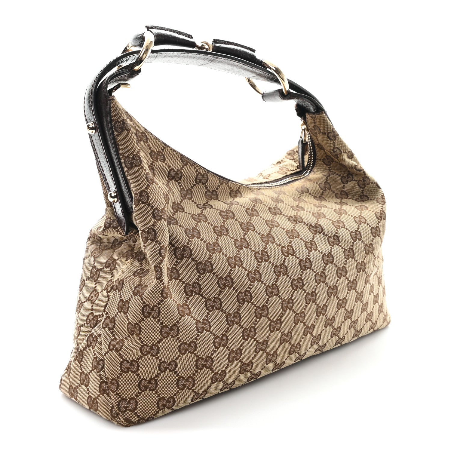 Gucci Monogram Medium Horsebit Chain Hobo Dark Brown 3 of 13