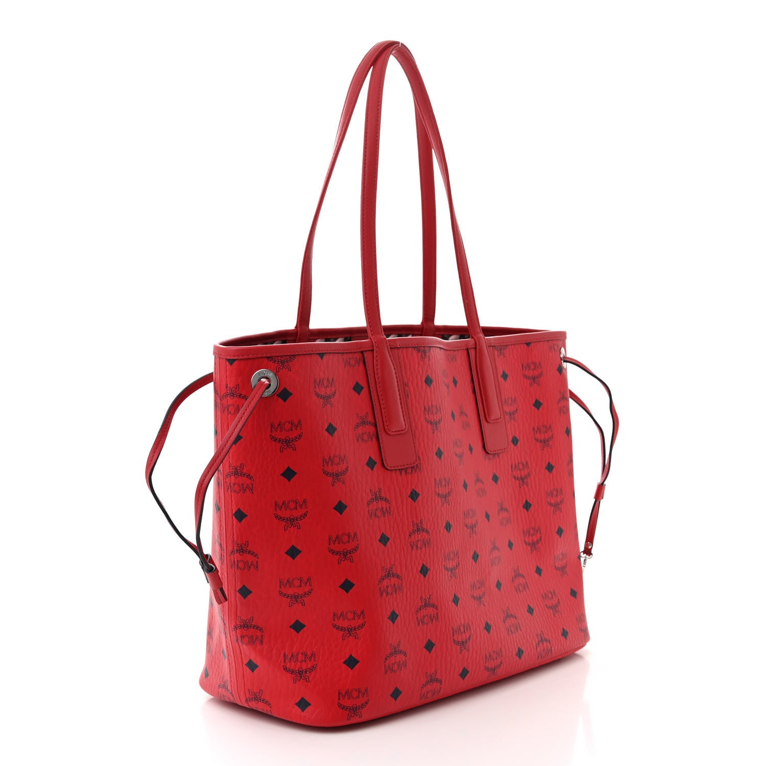 MCM Visetos Medium Liz Reversible Shopper Tote Candy Red 4 of 20