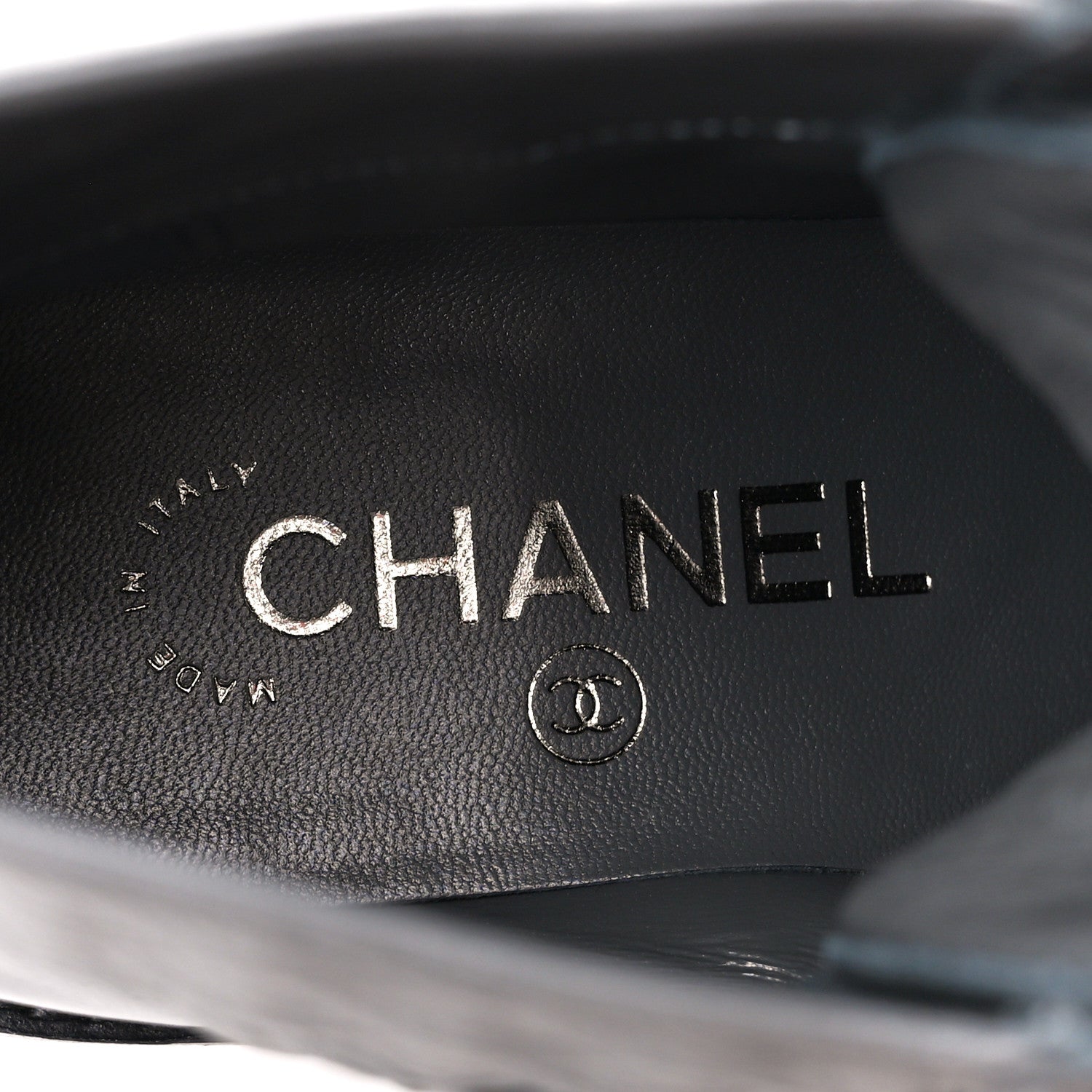 Chanel Calfskin Shiny Calfskin Quilted Lace Up Combat Boots 35 Dark Grey Black 7 of 10