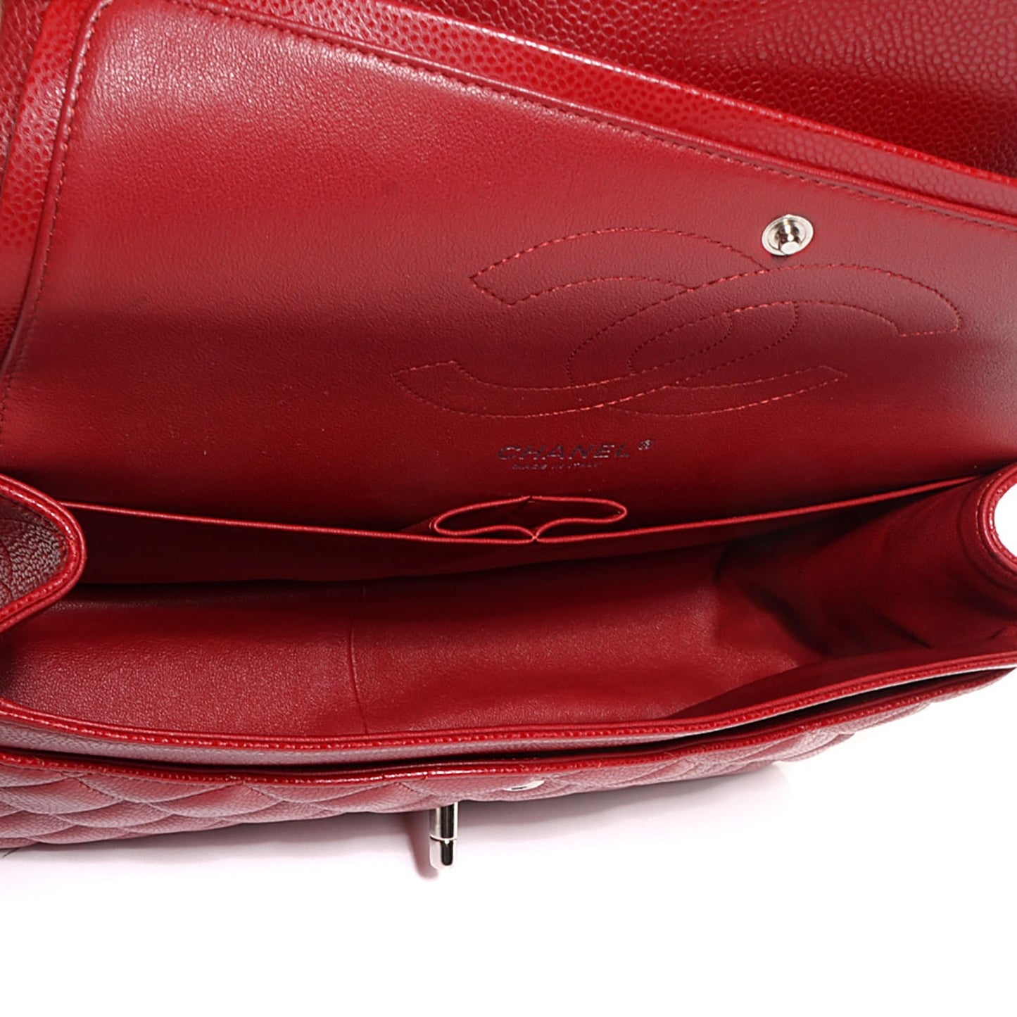 Caviar Quilted Jumbo Double Flap Red