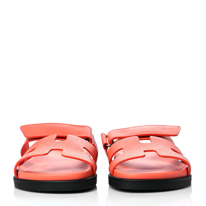 Hermes Epsom Womens Chypre Sandals 37 Rose Sorbet 2 of 10