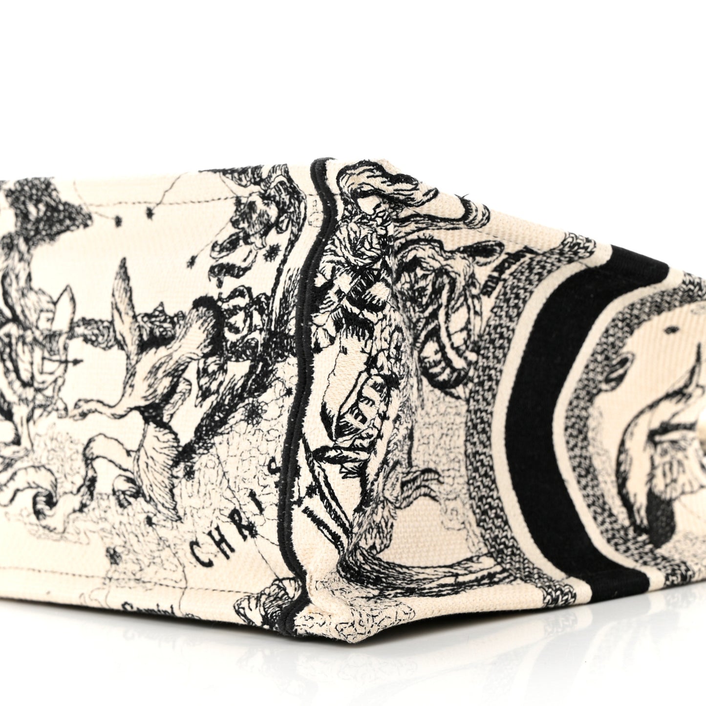 Canvas Embroidered Small Zodiac Toile De Jouy Book Tote Latte