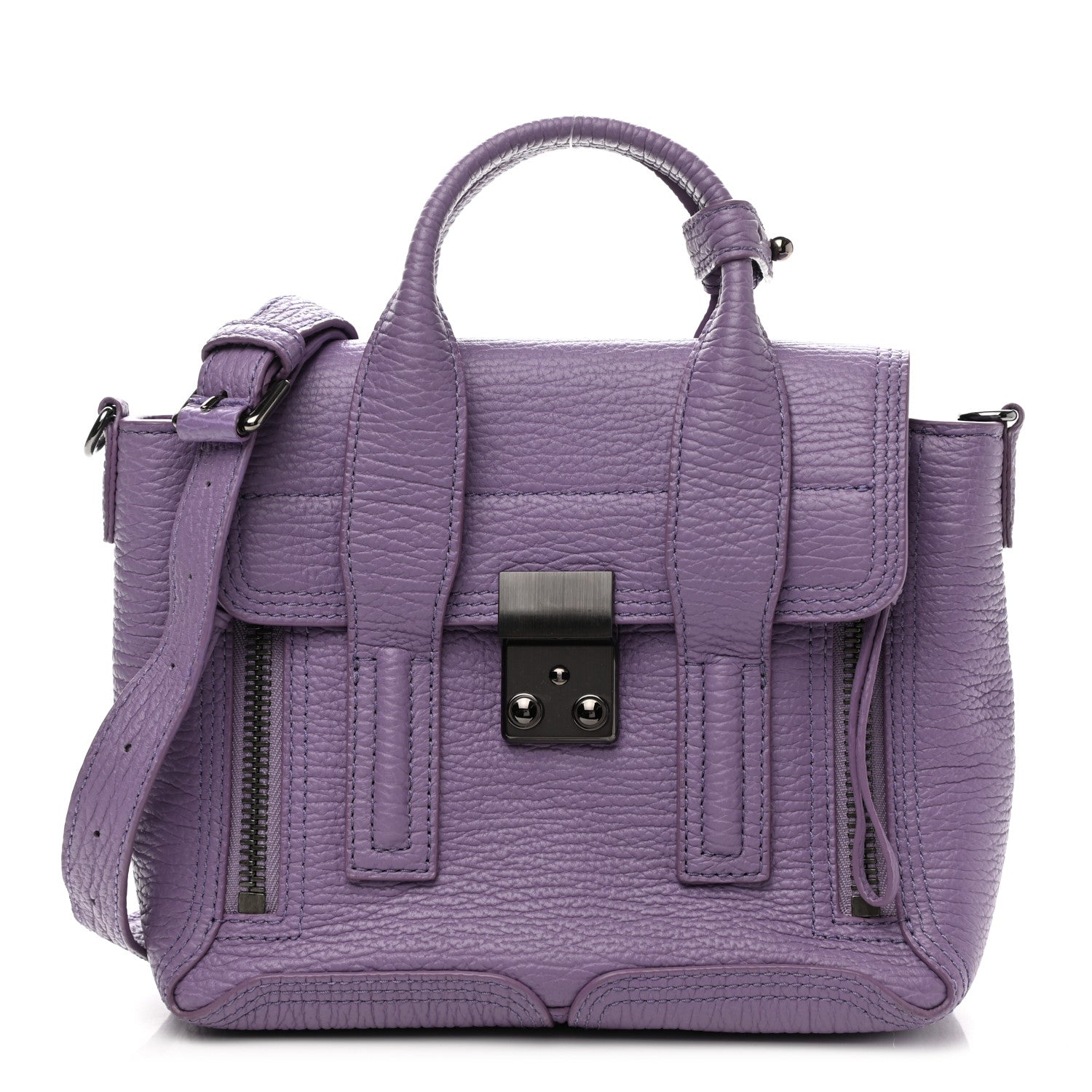 3.1 Phillip Lim Textured Calfskin Mini Pashli Satchel Violet 1 of 8