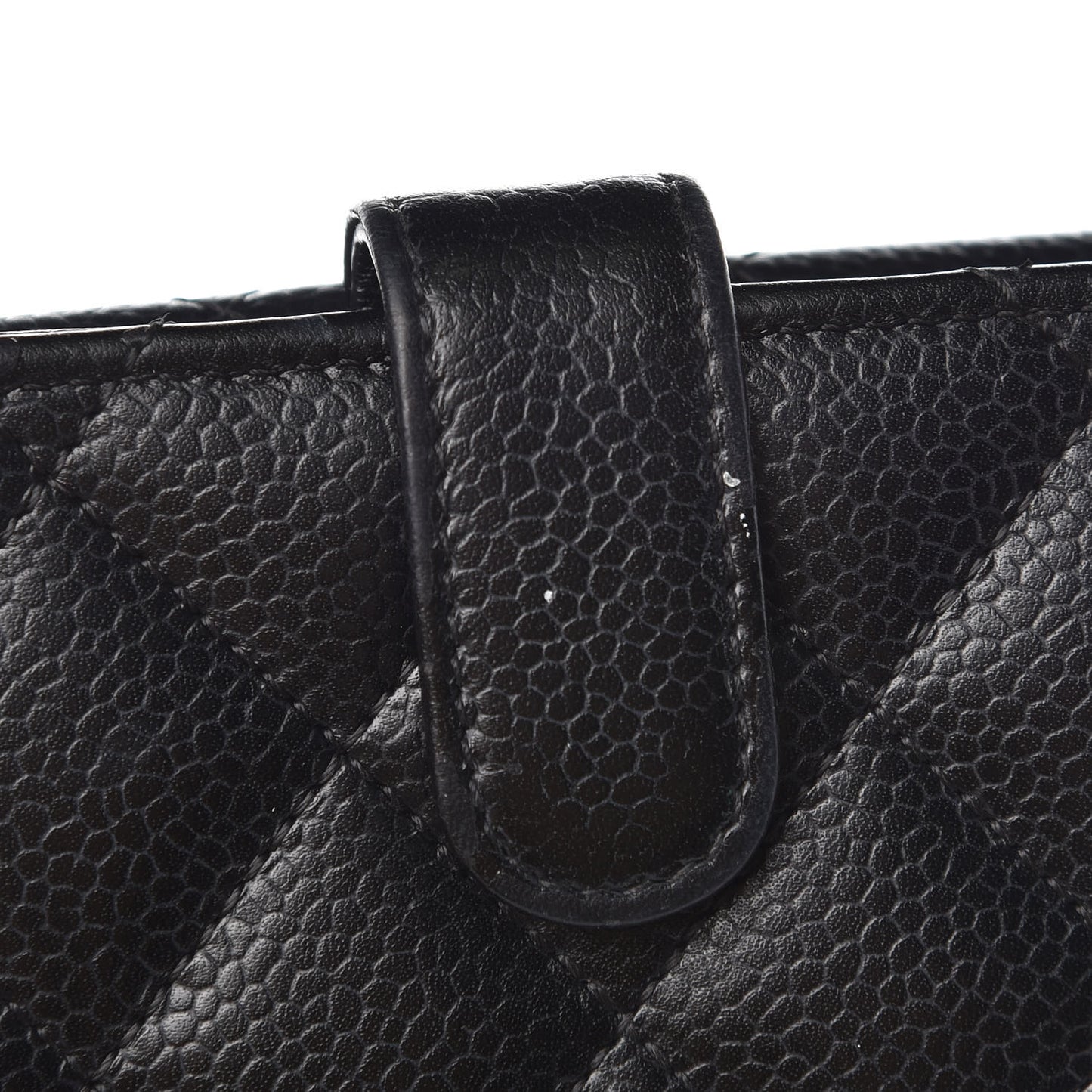 Caviar Quilted Compact French Flap Wallet Black