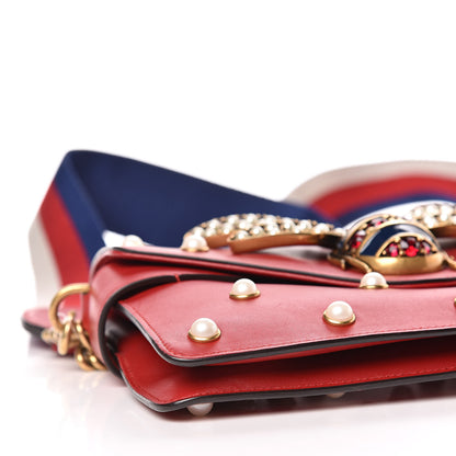 Gucci Nappa Pearl Studded Mini Queen Margaret Broadway Shoulder Bag Hibiscus Red 8 of 14