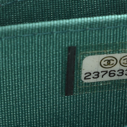 Chanel Metallic Goatskin Quilted Boy Zip Around Coin Purse Wallet Turquoise 7 of 7