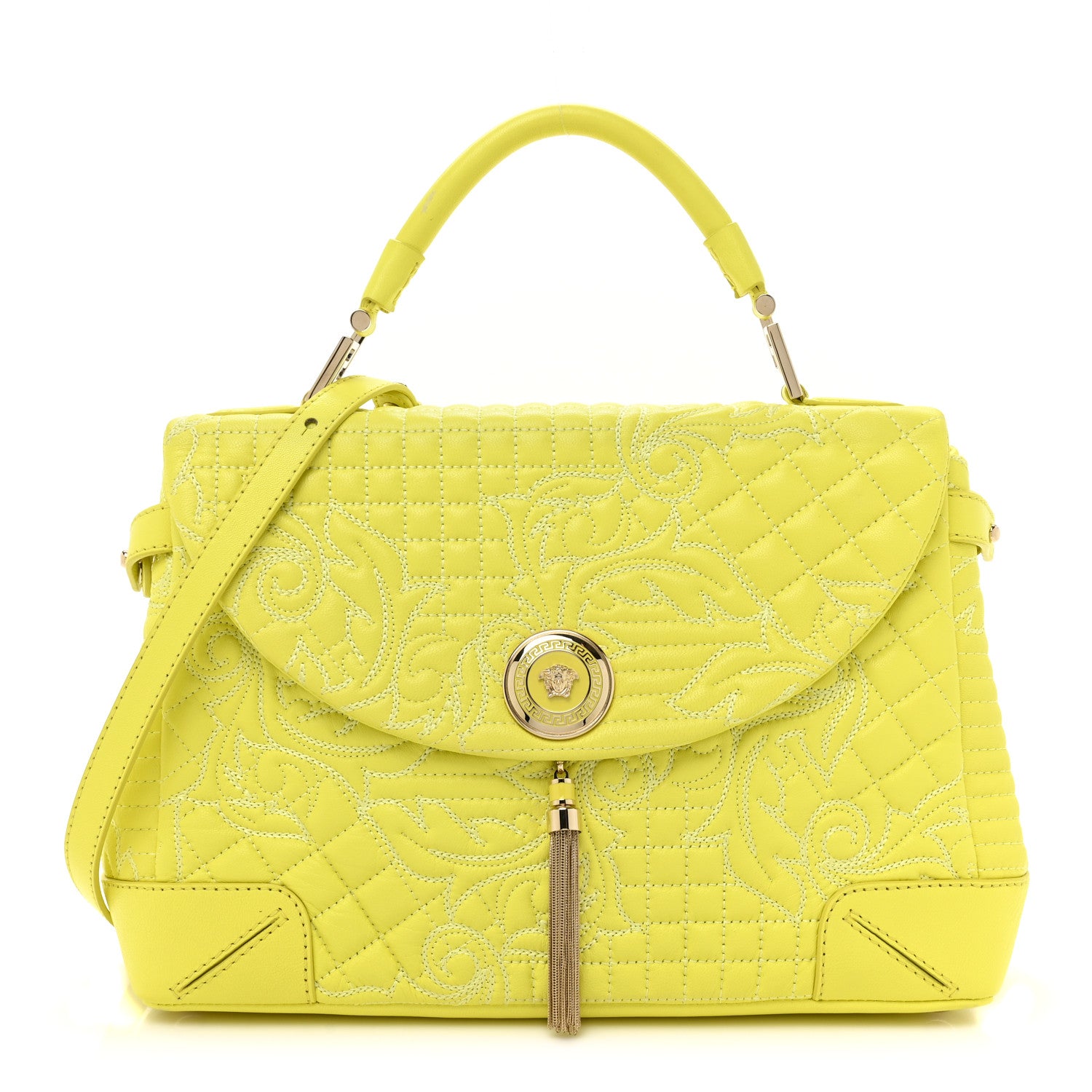Versace Barocco Quilted Nappa Altea Vanitas Satchel Yellow 1 of 12