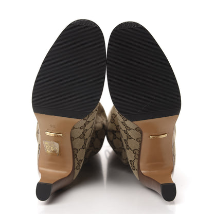Gucci Monogram Lisa Mid Heel Boots 35 Beige Ebony 6 of 8