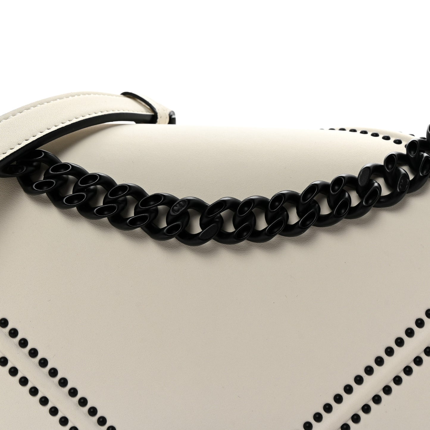 Ultra Matte Calfskin Studded Medium Diorama Flap Bag White Black