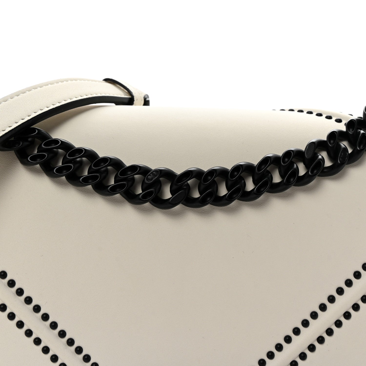 Christian Dior Ultra Matte Calfskin Studded Medium Diorama Flap Bag White Black 7 of 9