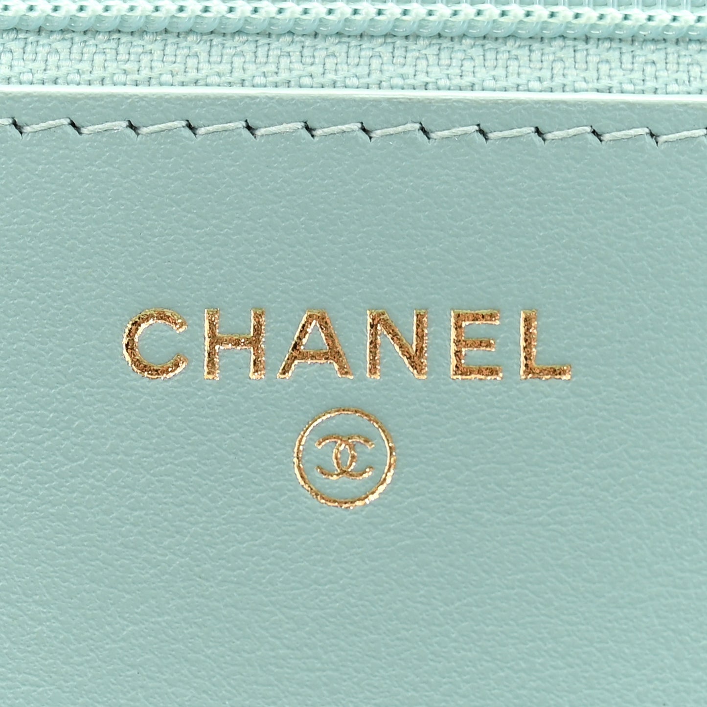 Caviar Quilted Boy Wallet On Chain WOC Light Blue