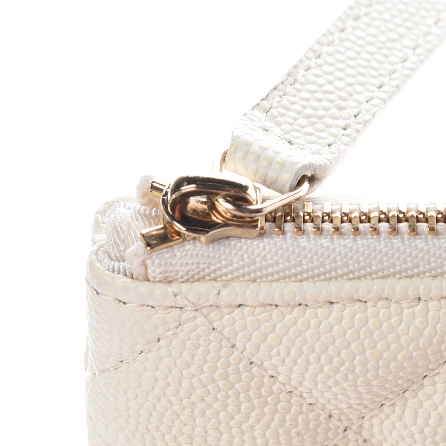 Caviar Quilted Small Cosmetic Case White