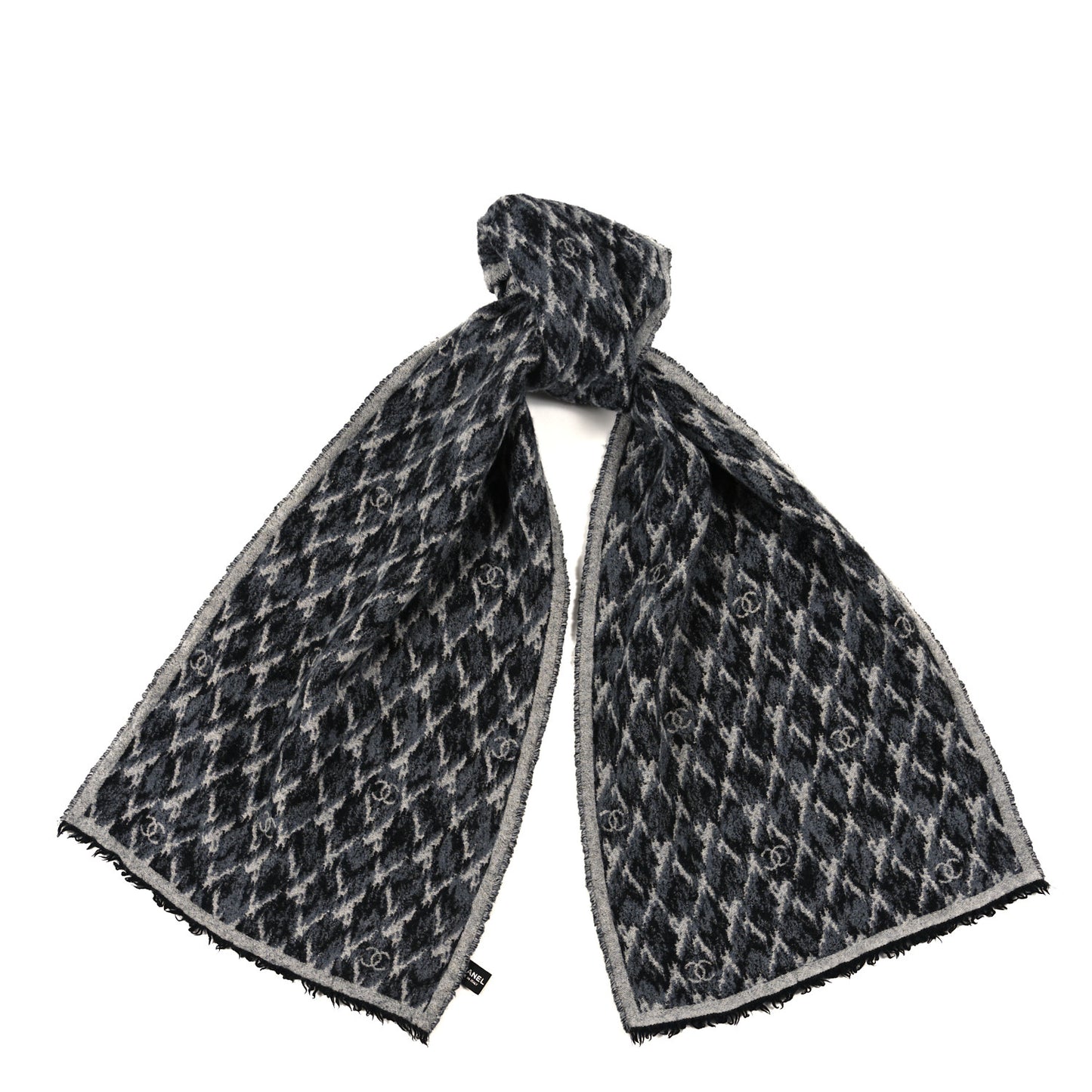 Wool Cashmere CC Scarf Grey Black