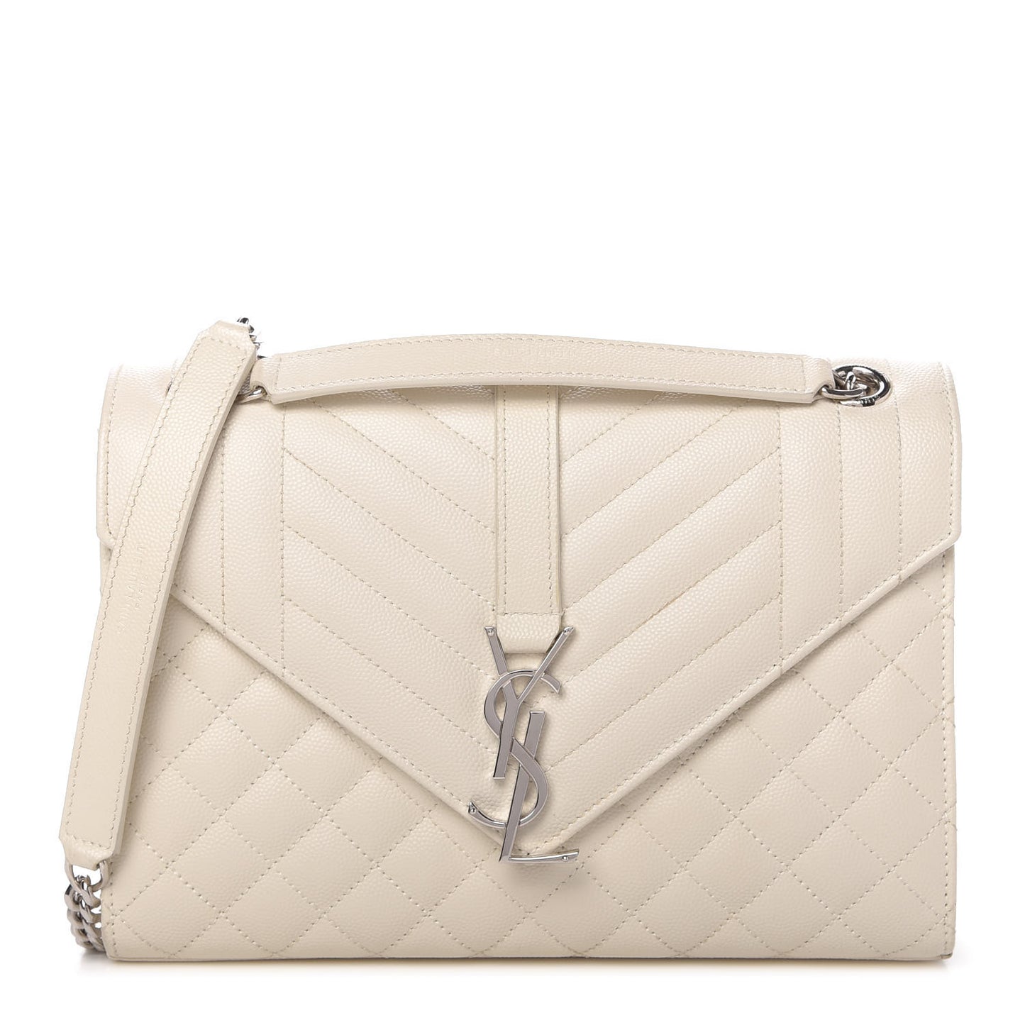 Grain De Poudre Textured Mixed Matelasse Medium Triquilt Monogram Satchel Porcellana