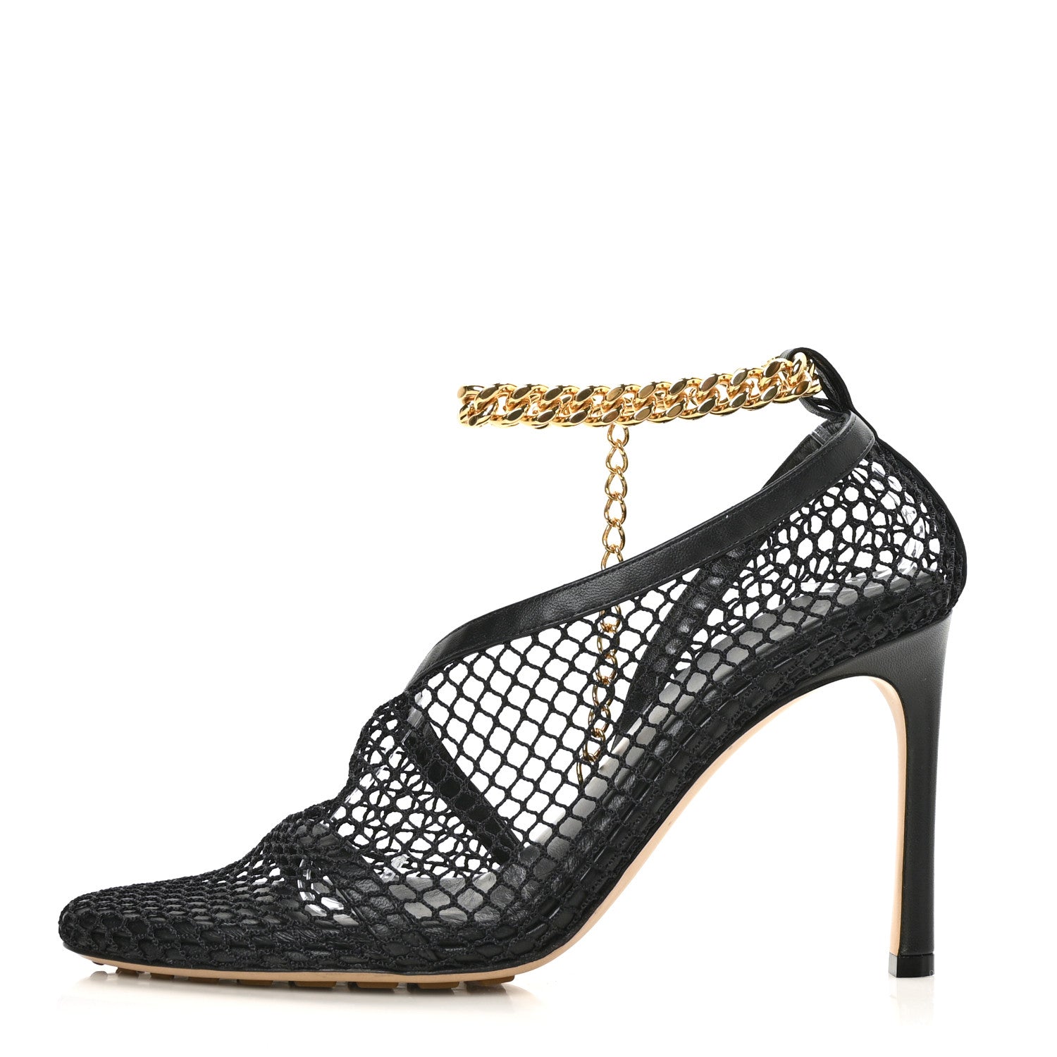 Bottega Veneta Mesh Nappa Chunky Chain Sandals 38 Black 1 of 7