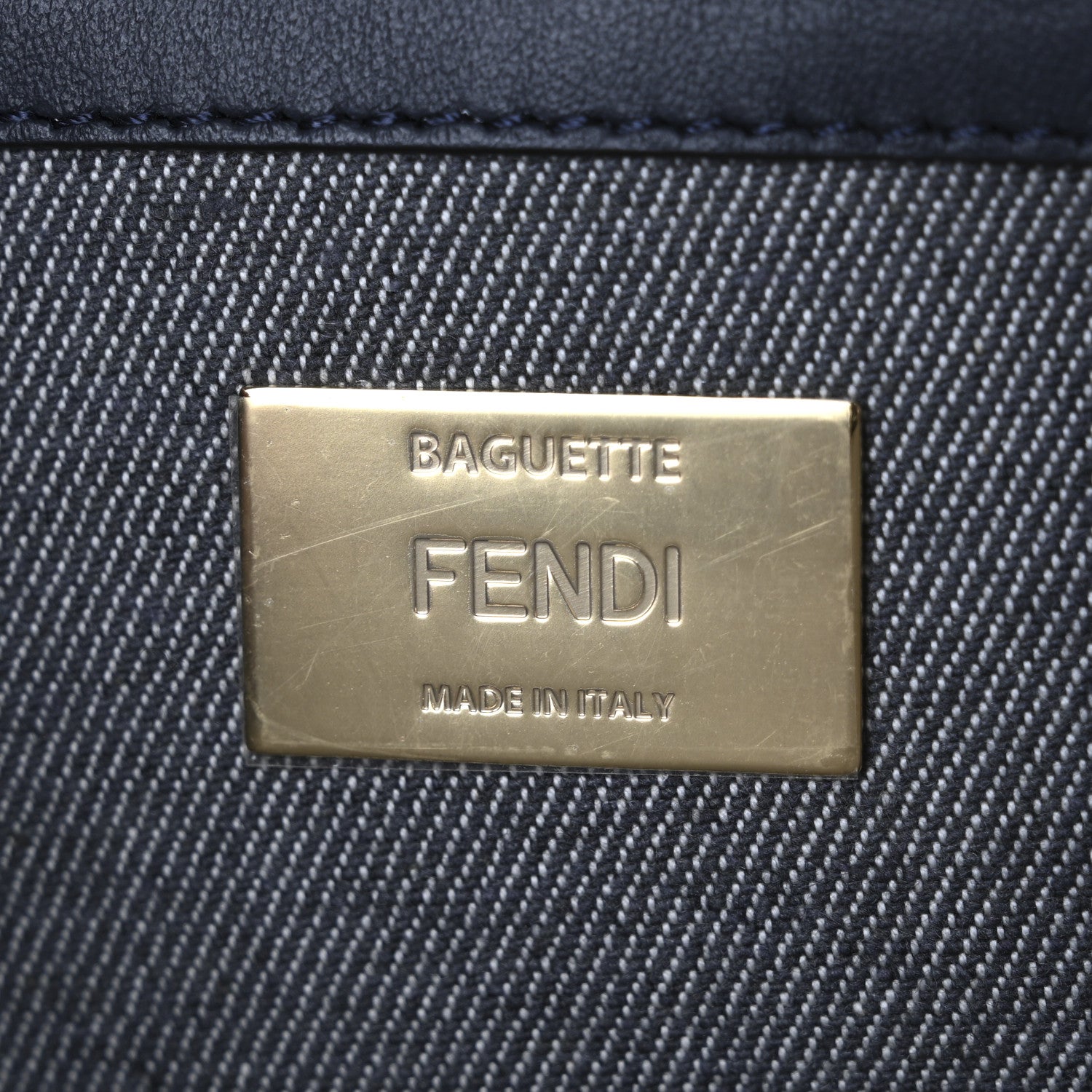Fendi Chenille FF Embroidered Baguette Dark Blue Grey 5 of 11