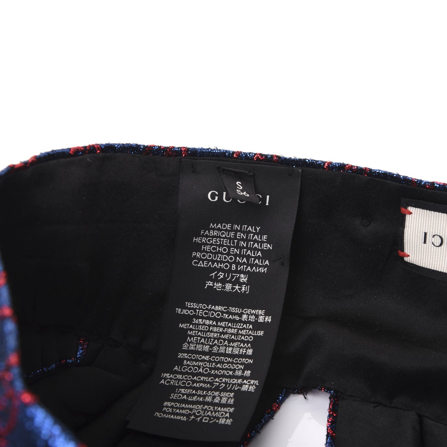 Metallic Lurex Silk GG Supreme Headband S Blue Red