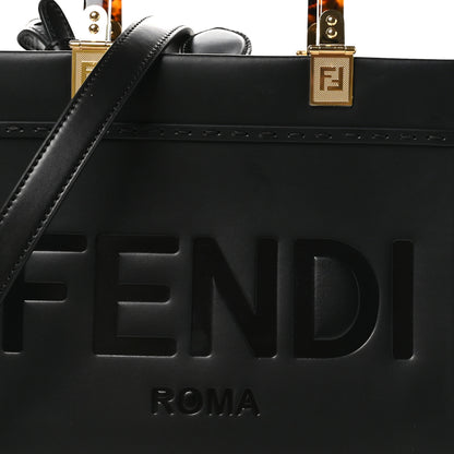 Fendi Vitello King Plexiglass Logo Embossed Small Fendi Sunshine Shopper Tote Black 7 of 9