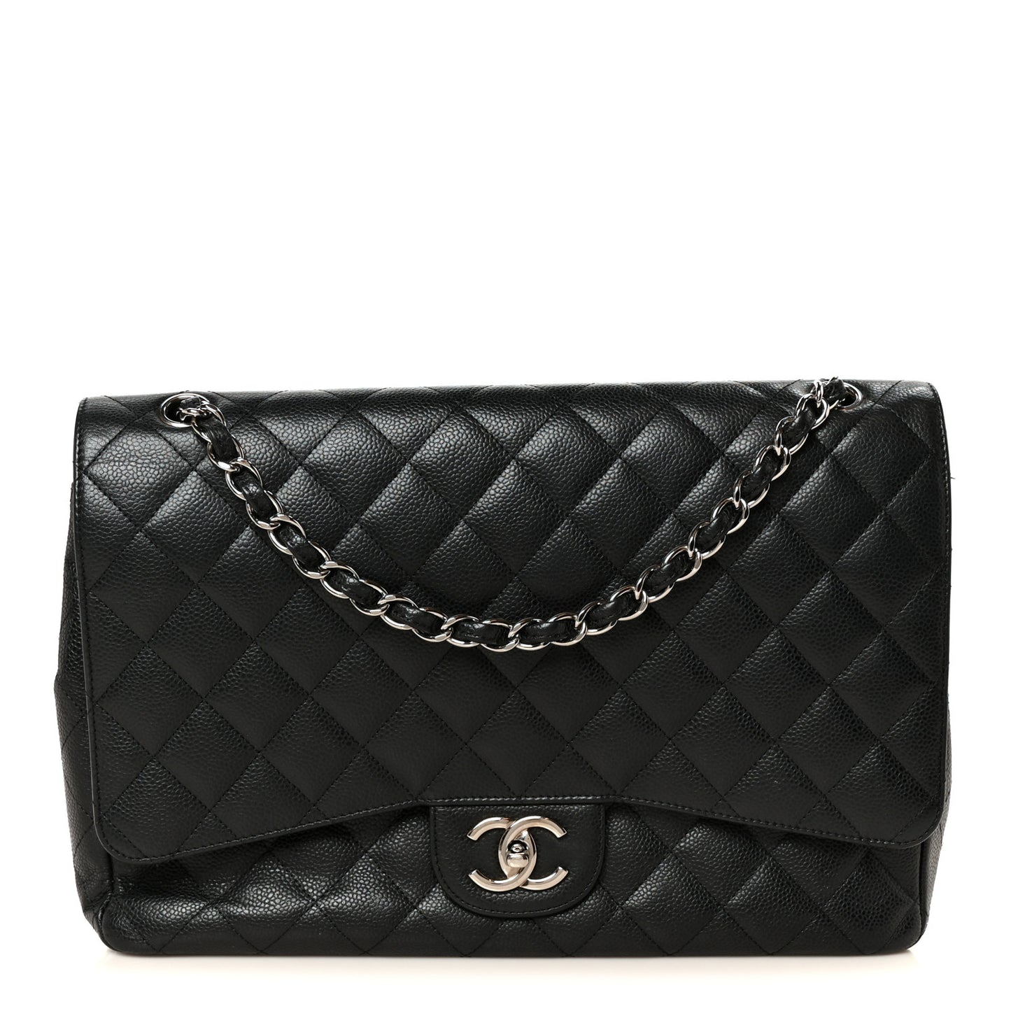 Caviar Quilted Maxi Double Flap Black