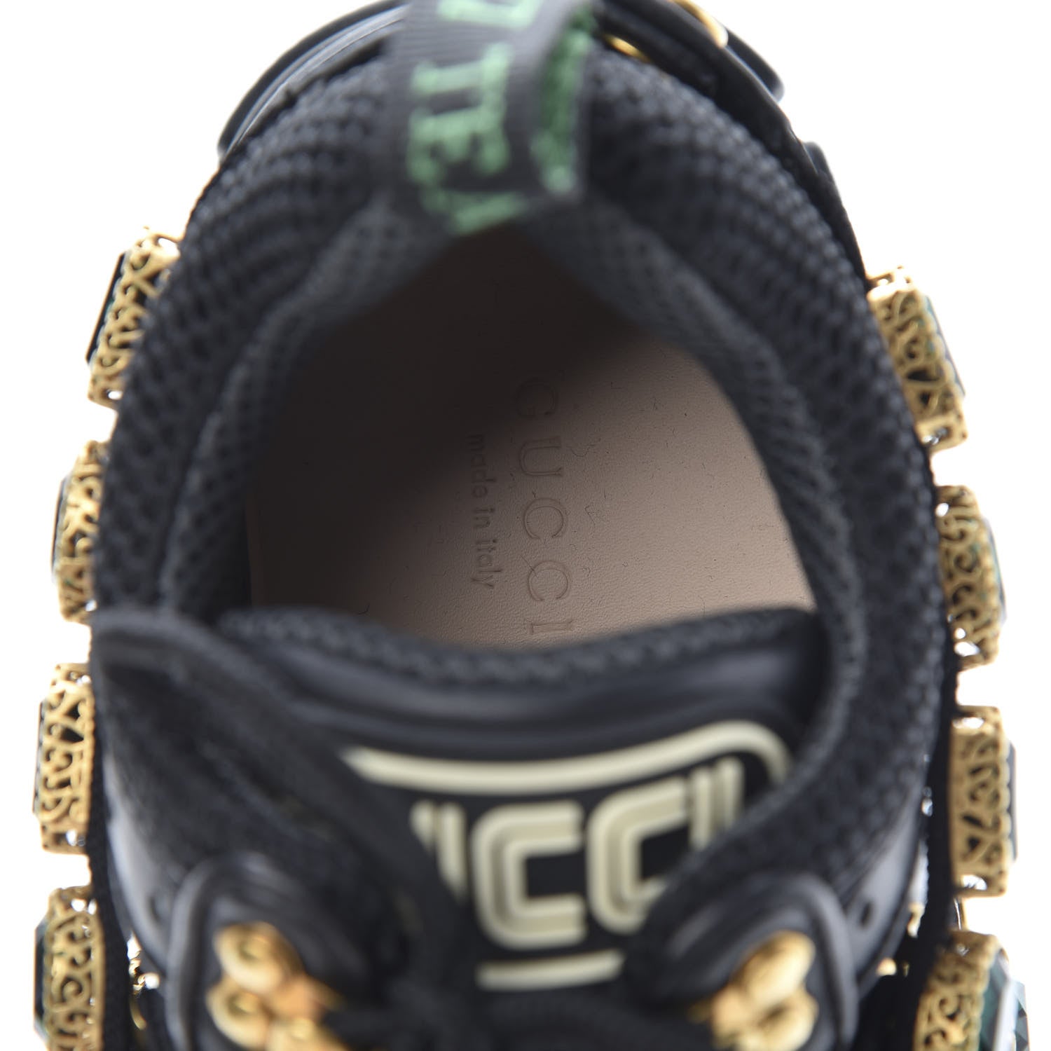 Gucci X SEGA Mesh Suede Calfskin Removable Crystals Womens Flashtrek Sneakers 36.5 Black Silver 7 of 9