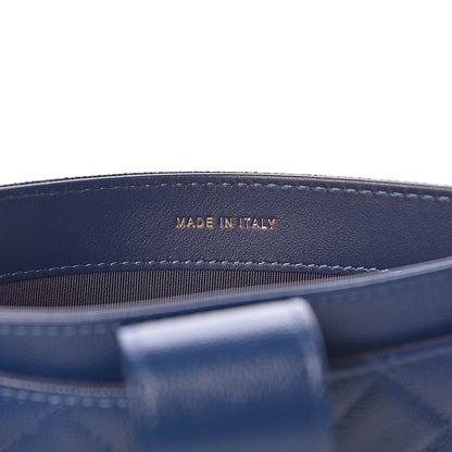 Chanel Iridescent Caviar Quilted Classic Strap Pouch Navy 8 of 10