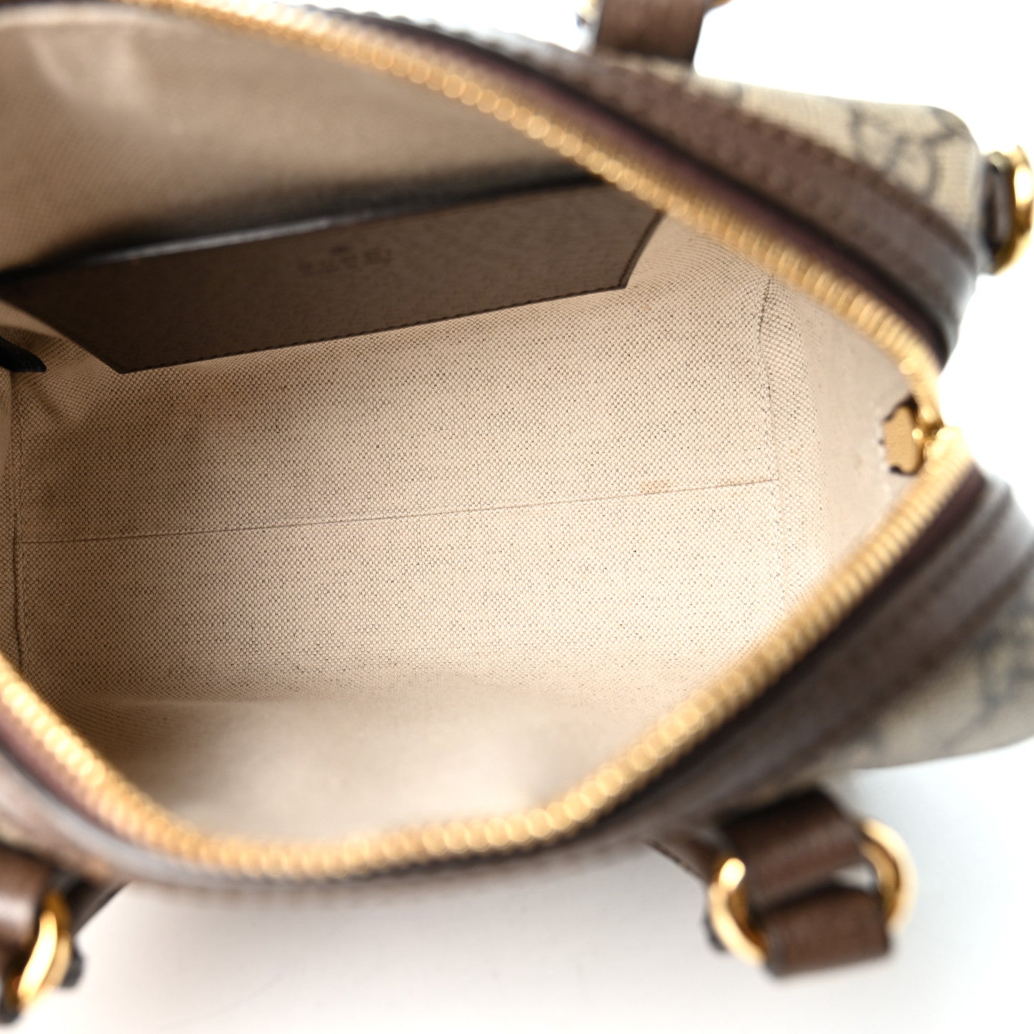 Gucci GG Supreme Monogram Textured Dollar Calfskin Web Mini Ophidia Top Handle Bag Beige Ebony New Acero 5 of 10