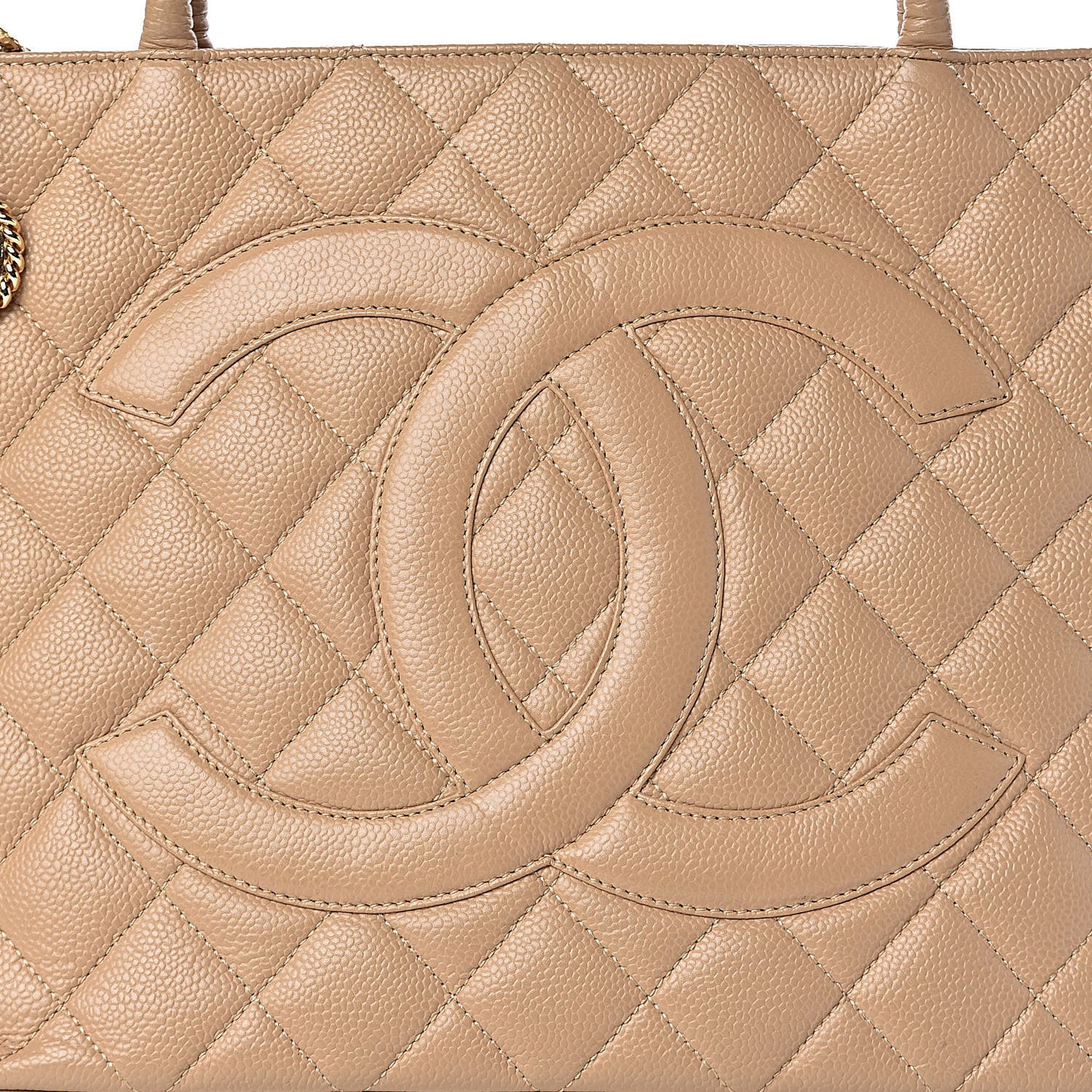 Caviar Quilted Medallion Tote Beige