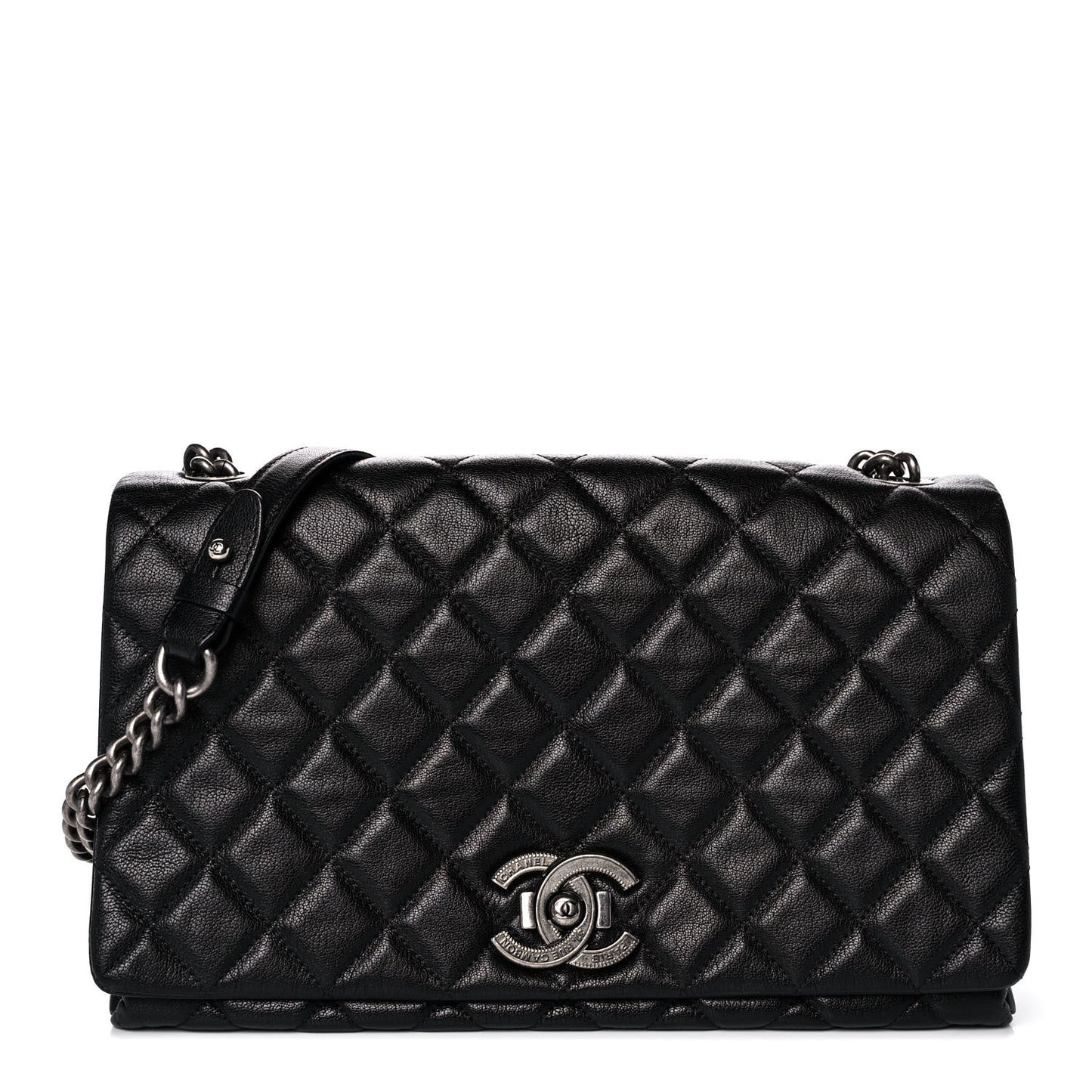 Goatskin Quilted Large City Rock Flap Black