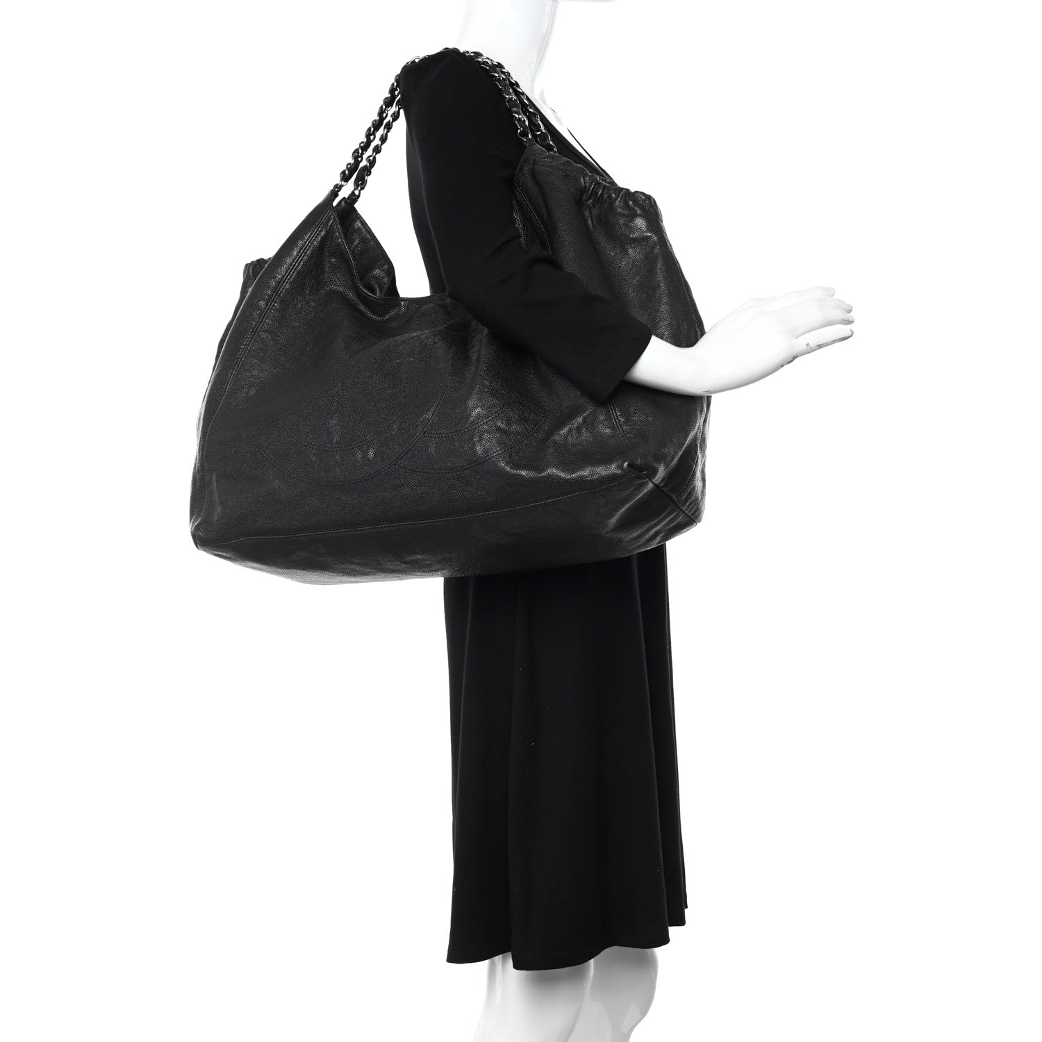 Chanel Distressed Caviar XL Coco Cabas Black 2 of 12