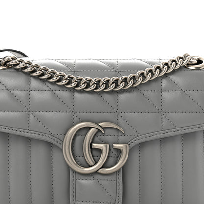 Gucci Calfskin Matelasse Aria Small GG Marmont Shoulder Bag Deep Grey 8 of 10