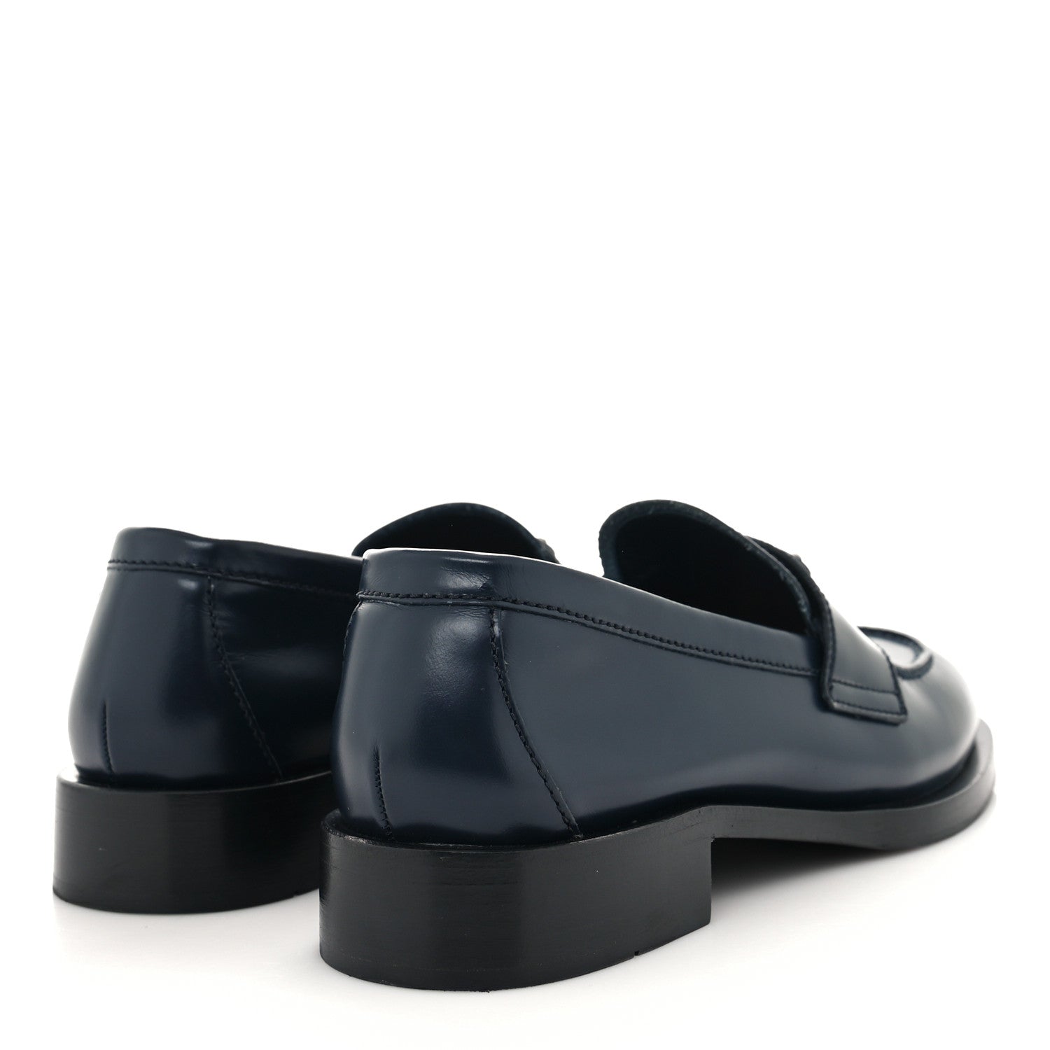 Prada Spazzolato Logo 20mm Loafers 37 Bleu 4 of 7