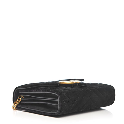 Gucci Velvet Matelasse GG Marmont Chain Wallet Black 4 of 10