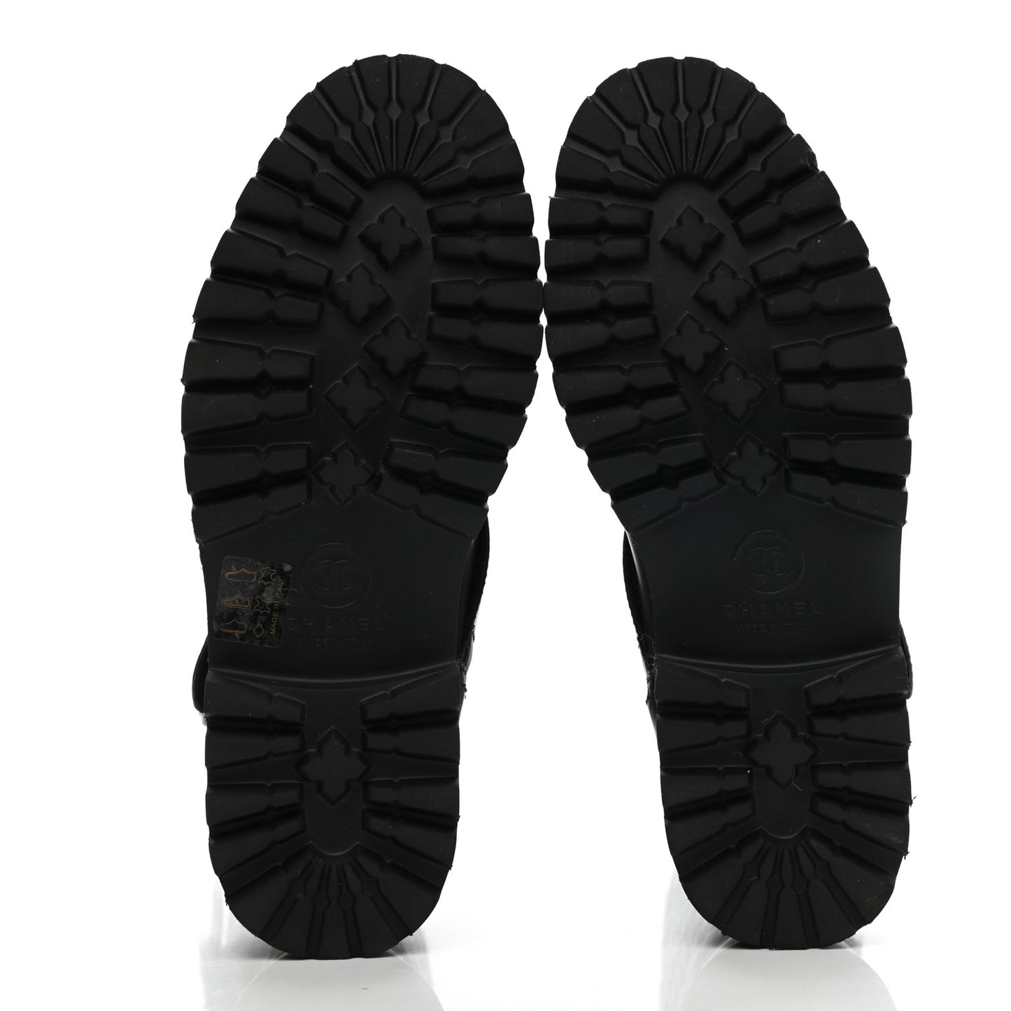 Calfskin Quilted Biker Boots 37 Black