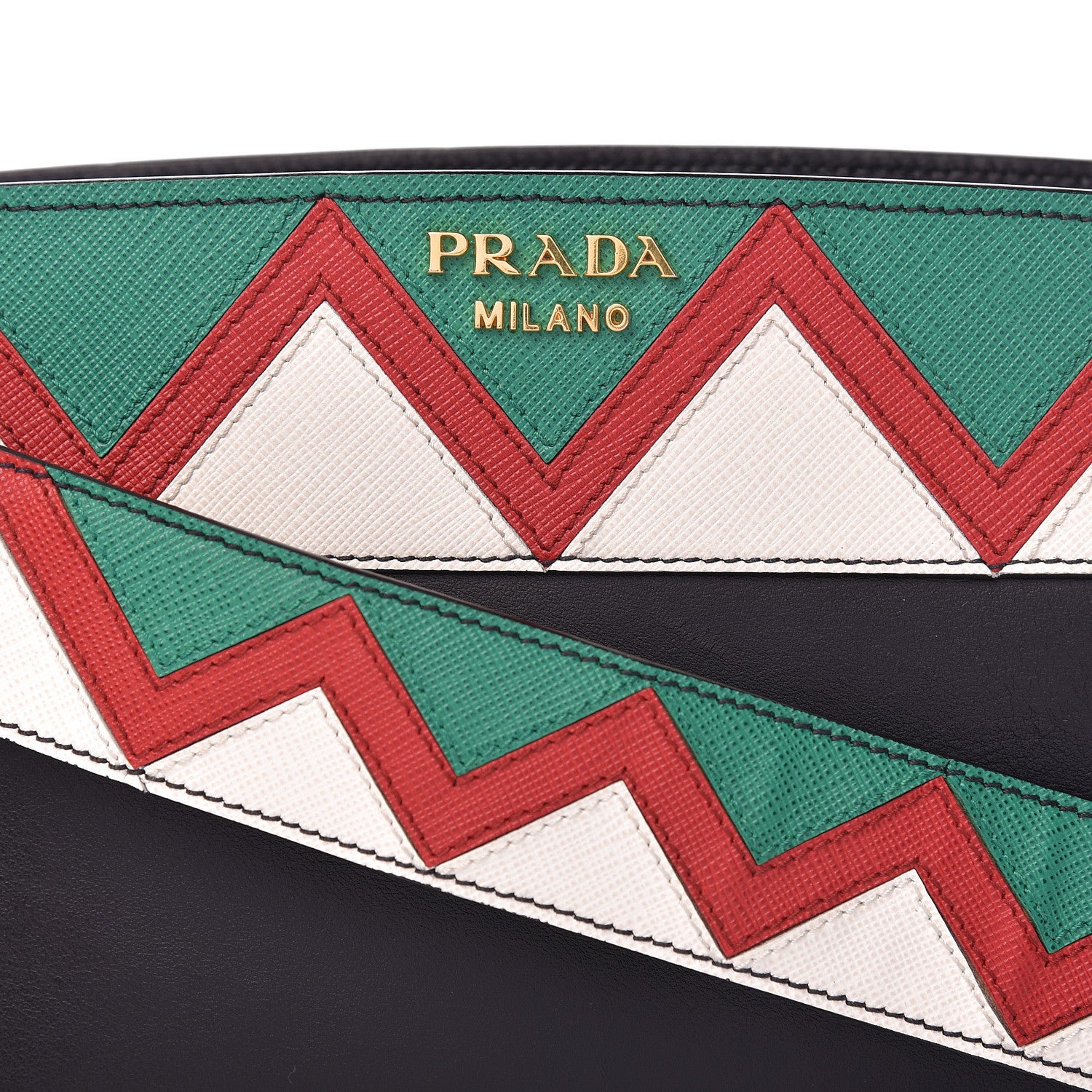 Prada City Calf Saffiano Greche Shoulder Bag Black Rosso 11 of 12