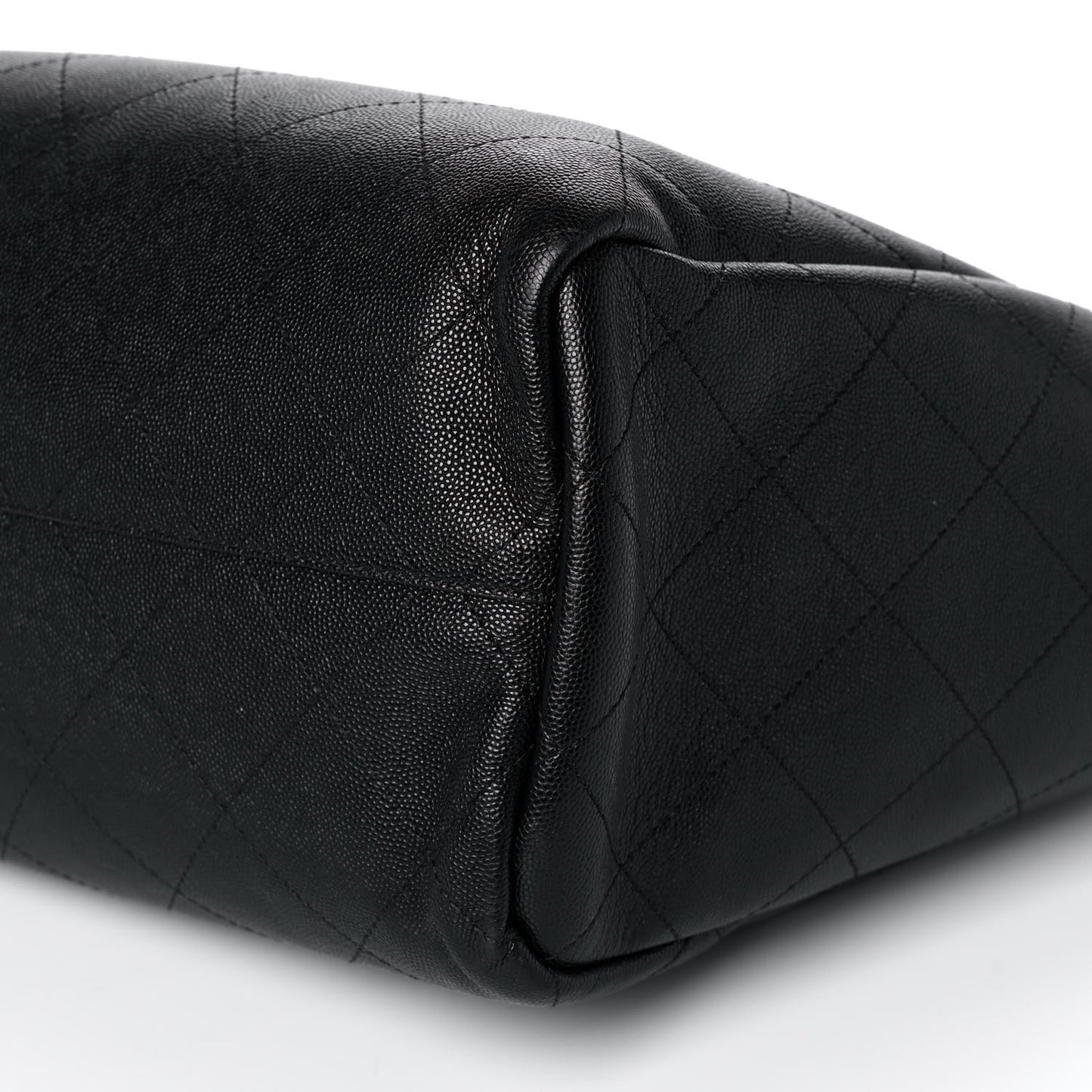 Caviar Stitched Large Shopping Tote Black