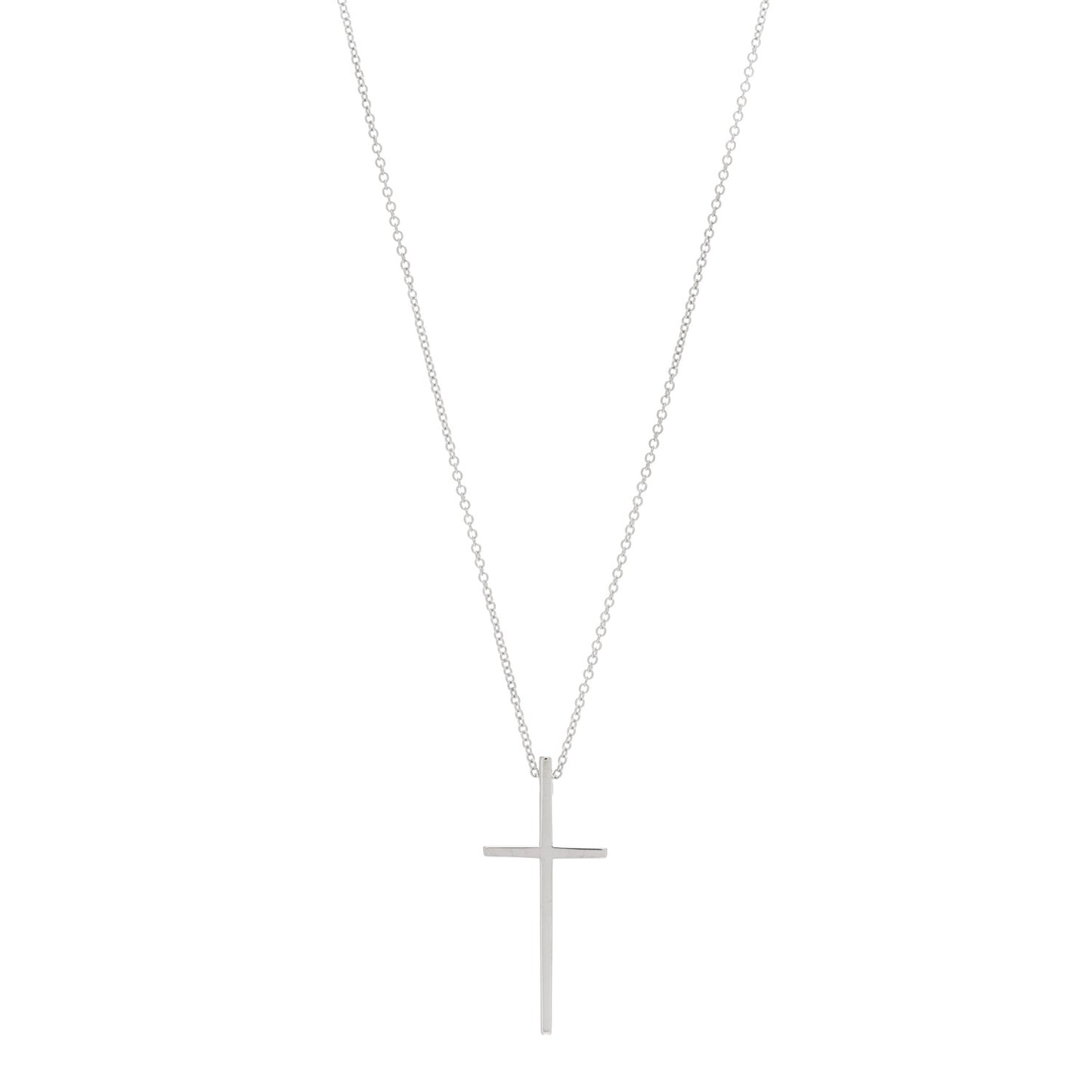 18K White Gold Metro Cross Pendant Necklace