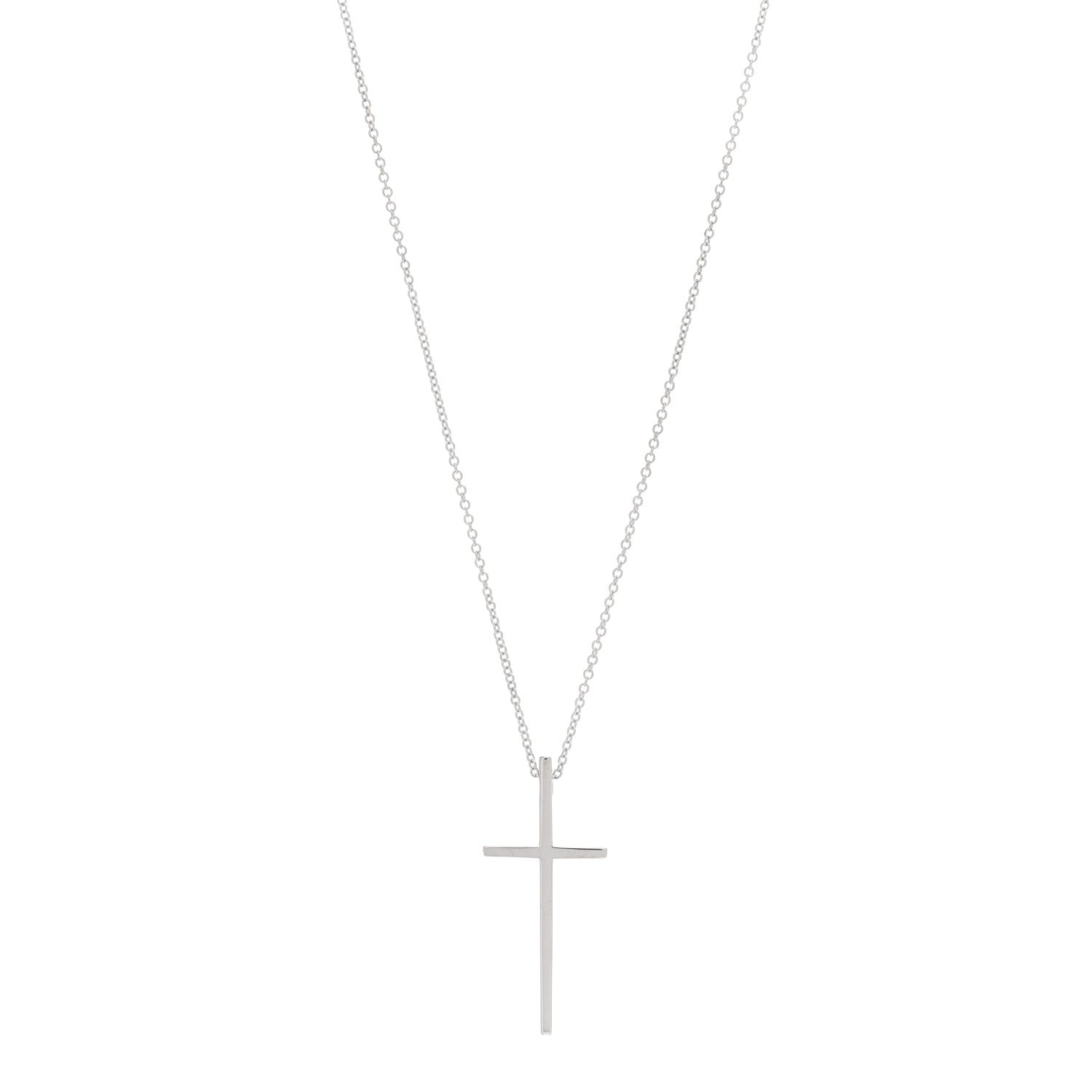 Tiffany 18K White Gold Metro Cross Pendant Necklace 1 of 4