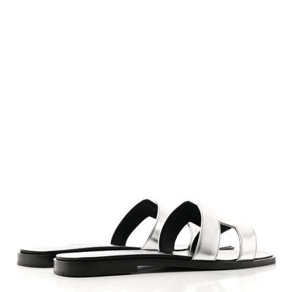 Hermes Metallic Nappa Calfskin Oran Sandals 36 Argent 4 of 10